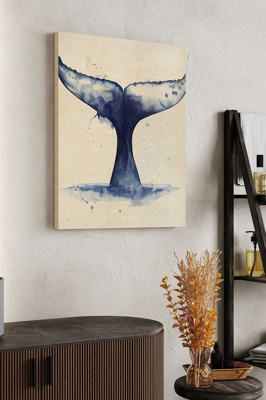 Whale Wave II Wood Art Print - Oakavia