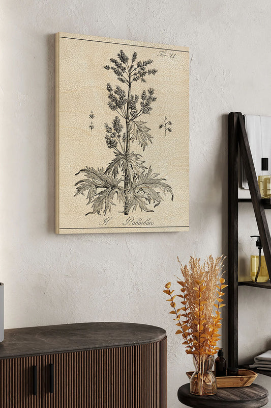 Antique Black & White Botanical III Wood Art Print - Oakavia