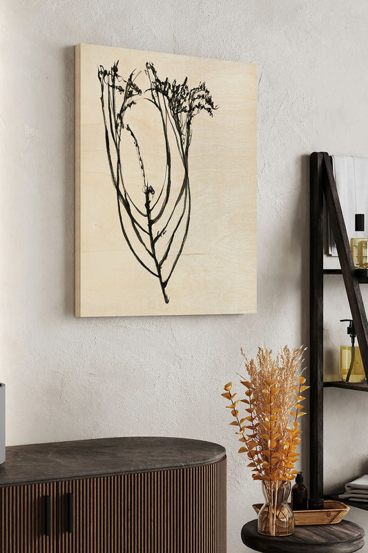 Naive Flower Sketch I Wood Art Print - Oakavia