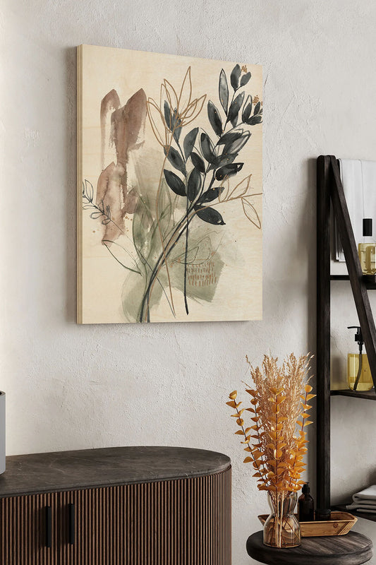 Bundled Leaves I Wood Art Print - Oakavia