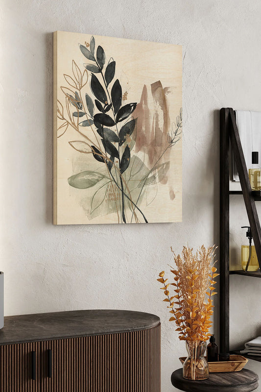 Bundled Leaves II Wood Art Print - Oakavia