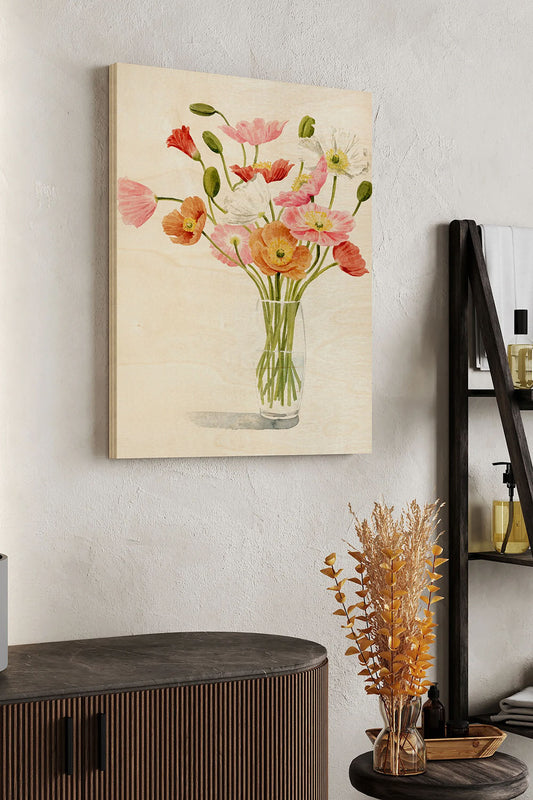 Wiry Poppies II Wood Art Print - Oakavia