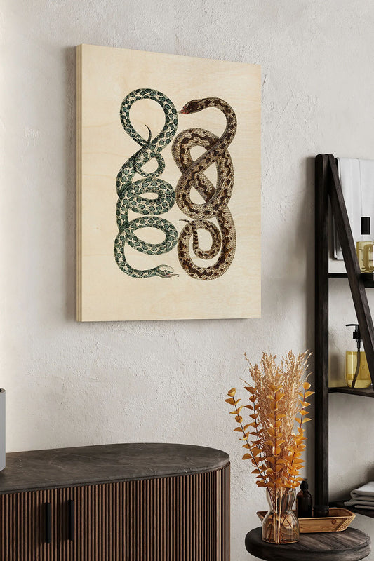 Antique Snakes IV Wood Art Print - Oakavia