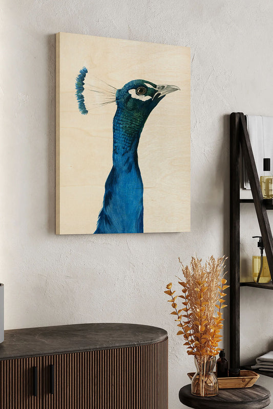 Peacock Portrait I Wood Art Print - Oakavia
