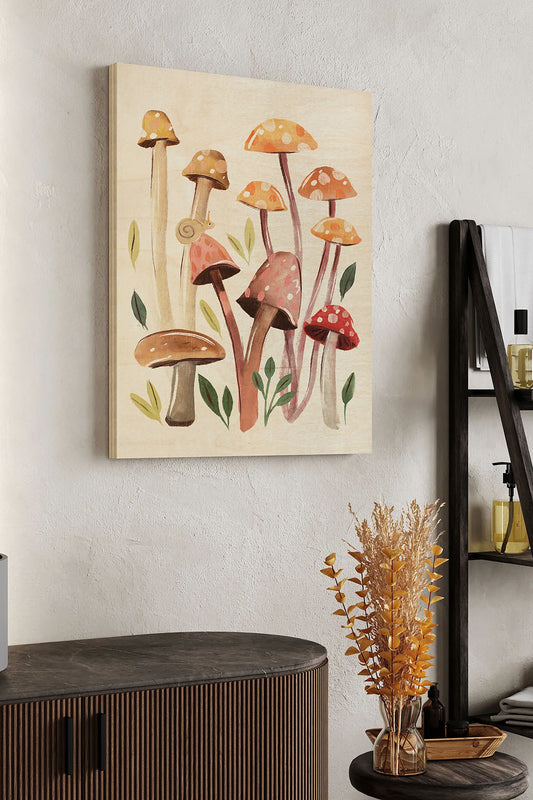 Fungi Field Trip Collection B Wood Art Print - Oakavia