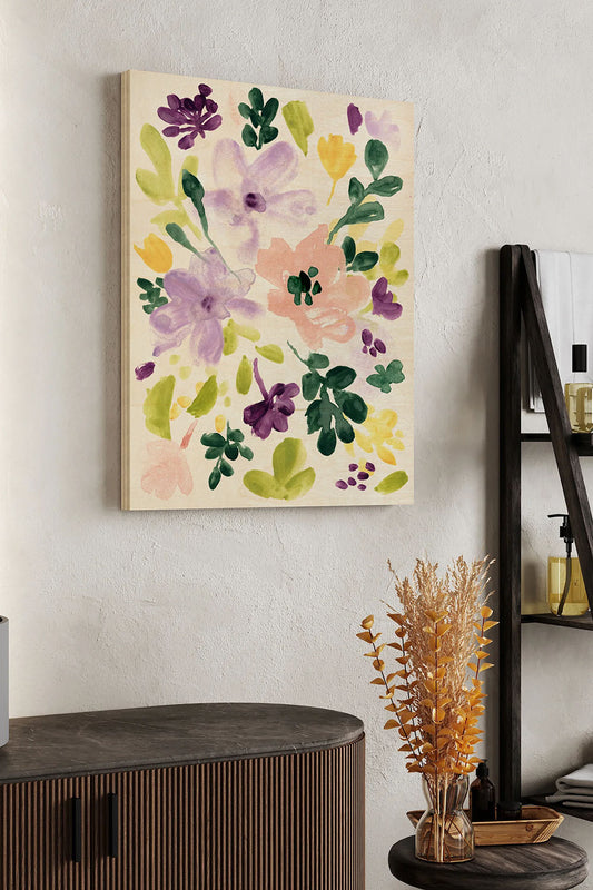 Lavender Meadow Collection B Wood Art Print - Oakavia