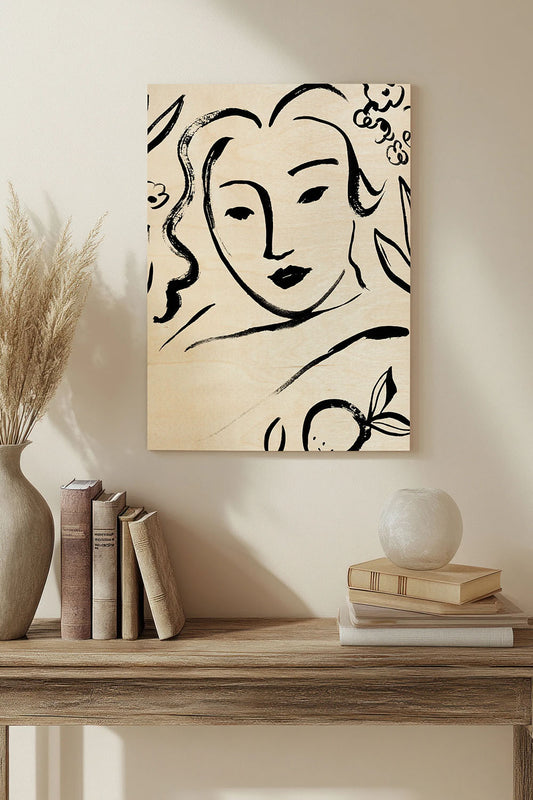 Matisse's Muse Portrait I Wood Art Print - Oakavia