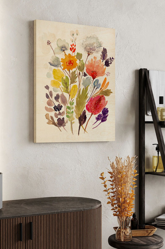 Modern Bouquet Stems II Wood Art Print - Oakavia