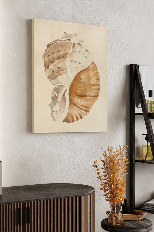 Seashell I Wood Art Print - Oakavia
