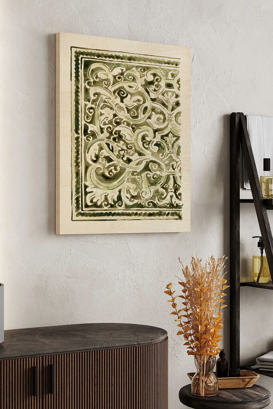 Sage Panel Motif I Wood Art Print - Oakavia