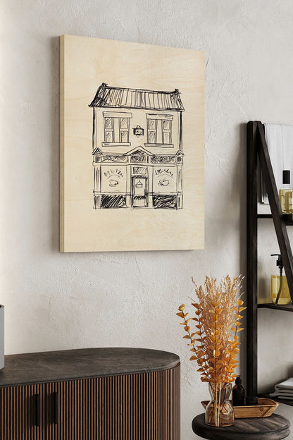 Shopfront Sketches II Wood Art Print - Oakavia