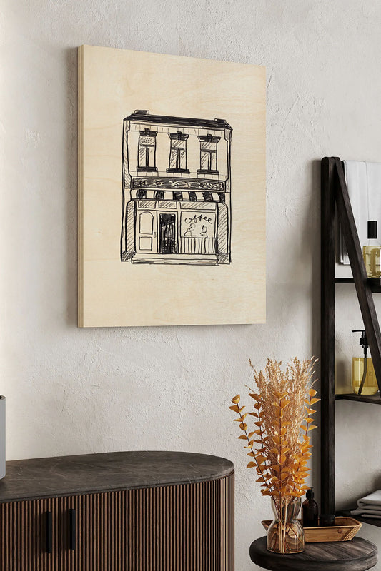 Shopfront Sketches III Wood Art Print - Oakavia
