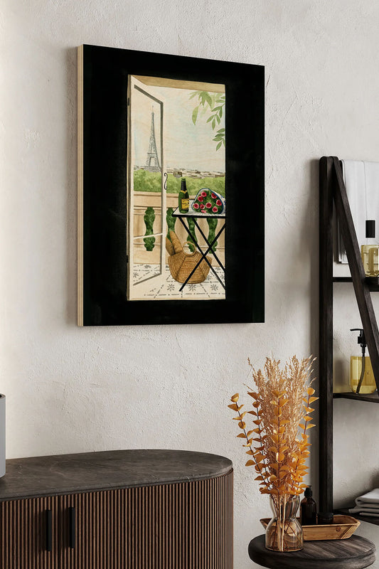 Terrace in Paris I Wood Art Print - Oakavia