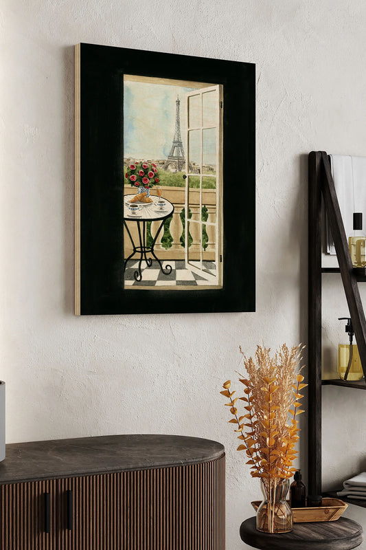 Terrace in Paris II Wood Art Print - Oakavia