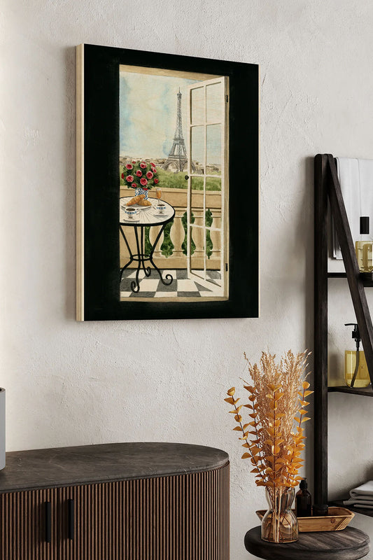 Terrace in Paris Collection B Wood Art Print - Oakavia