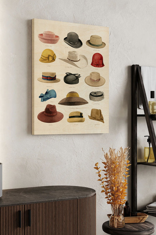 Vintage Hats III Wood Art Print - Oakavia