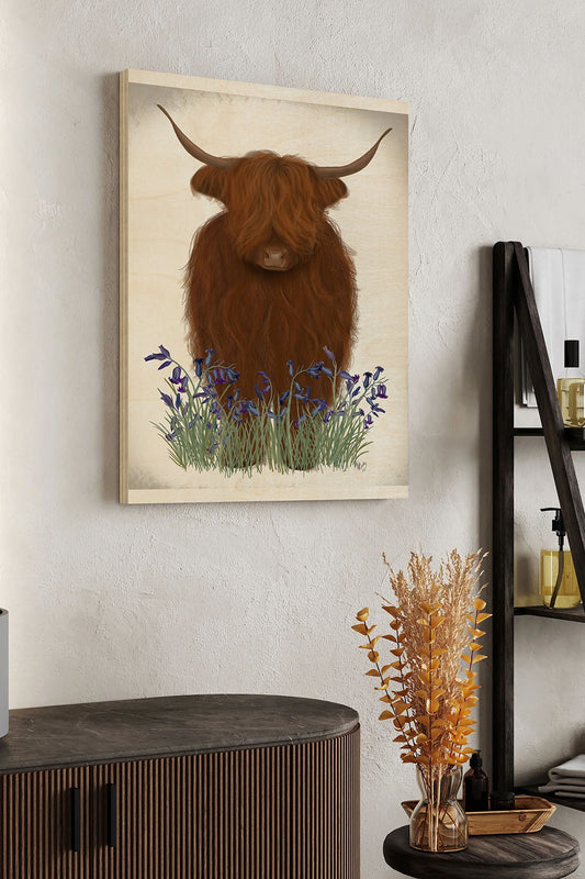 Highland Cow, Bluebell Wood Art Print - Oakavia