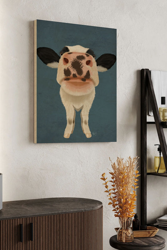 Nosey Cow 1 Wood Art Print - Oakavia