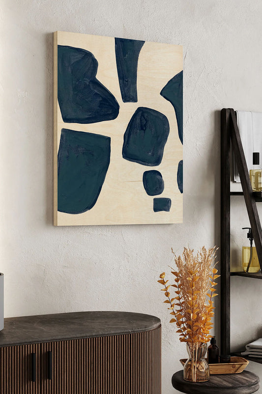 Blue Pieces I Wood Art Print - Oakavia