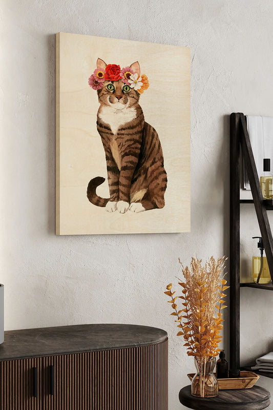 Flower Crown Cats II Wood Art Print - Oakavia