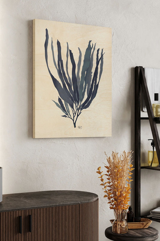 Seaweed 1 Blue Large Wood Art Print - Oakavia