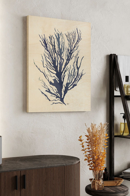 Seaweed 3 Blue Wood Art Print - Oakavia