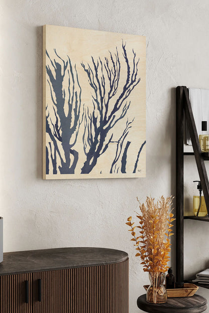 Seaweed 3 Blue Large Wood Art Print - Oakavia