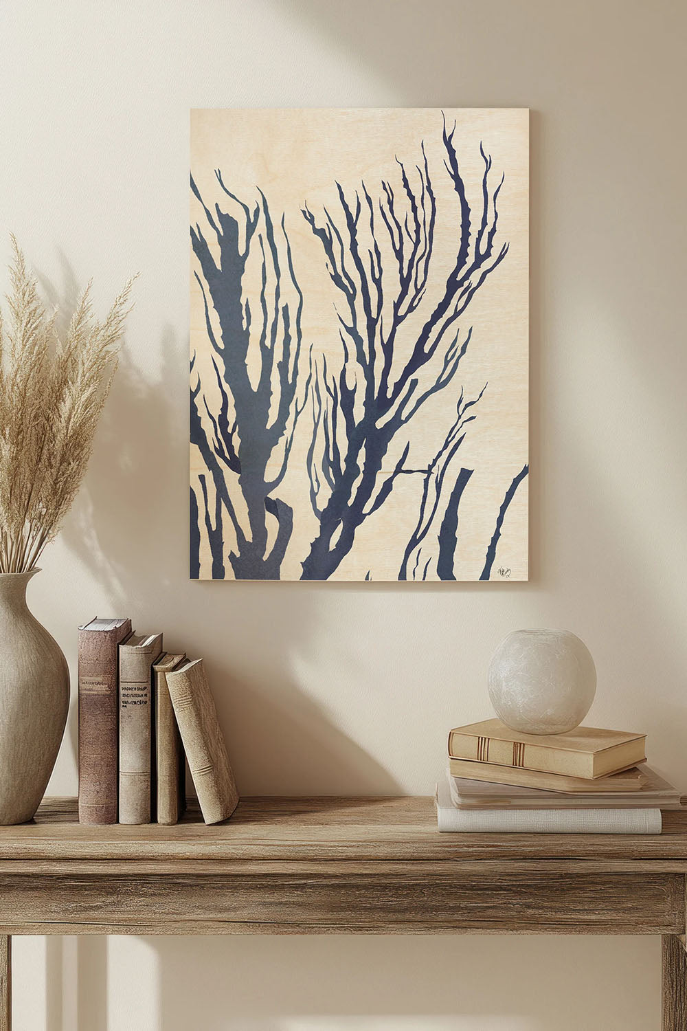 Seaweed 3 Blue Large Wood Art Print - Oakavia