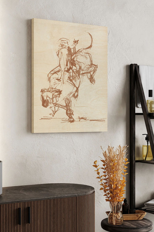 Rodeo Gestures in Sepia II Wood Art Print - Oakavia