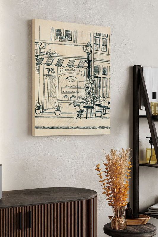 Italian Street Sketch I Wood Art Print - Oakavia