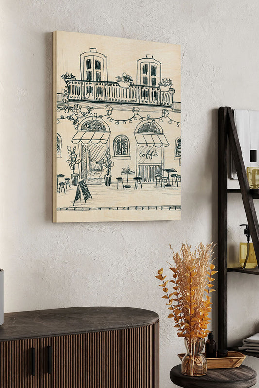 Italian Street Sketch II Wood Art Print - Oakavia