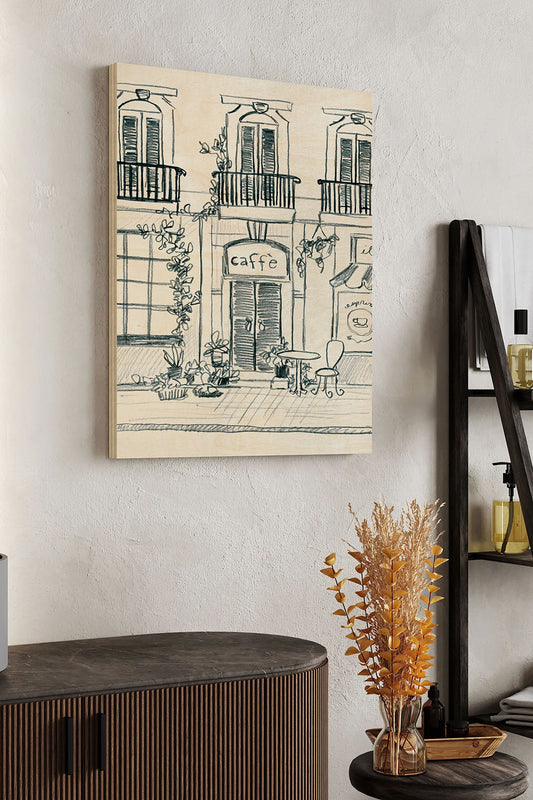 Italian Street Sketch III Wood Art Print - Oakavia
