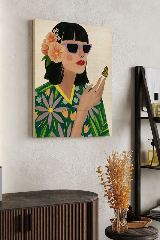 Butterfly Kiss II Wood Art Print - Oakavia