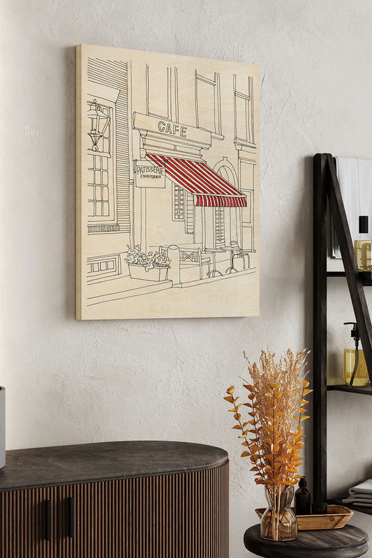 Striped Awning I Wood Art Print - Oakavia