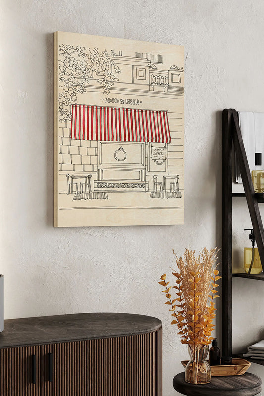 Striped Awning II Wood Art Print - Oakavia