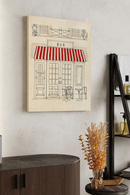 Striped Awning III Wood Art Print - Oakavia