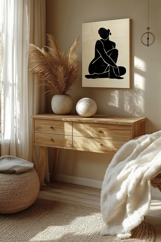 Onyx Figure I Wood Art Print - Oakavia