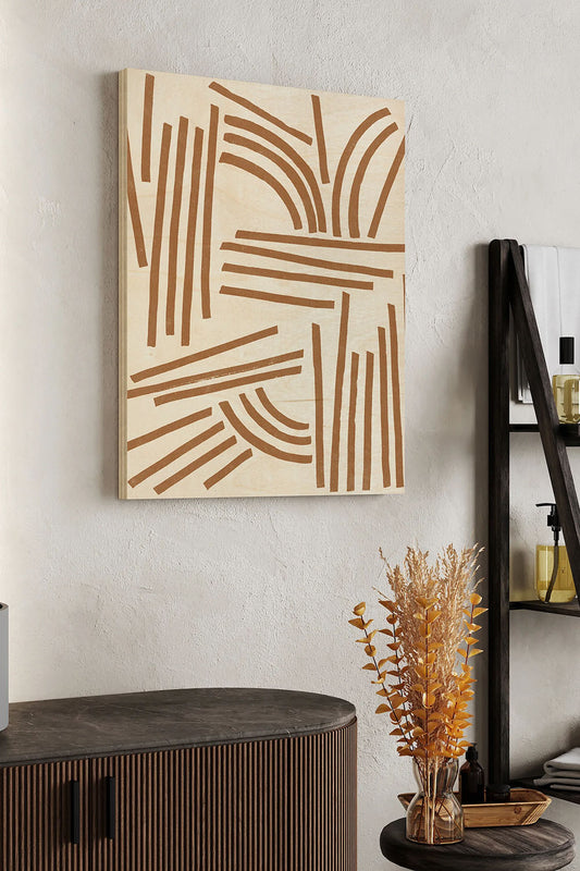 Sepia Tablature I Wood Art Print - Oakavia