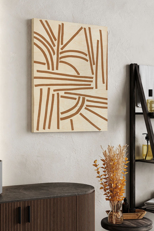 Sepia Tablature II Wood Art Print - Oakavia
