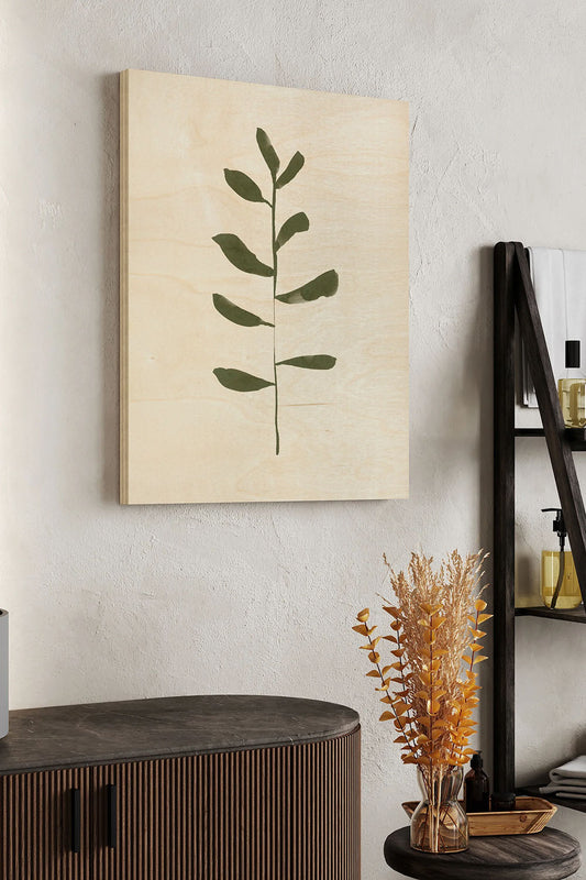Minimal Sprig I Wood Art Print - Oakavia