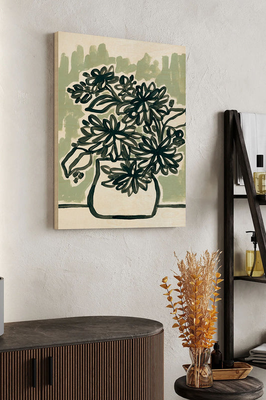Windowsill Blossoms I Wood Art Print - Oakavia
