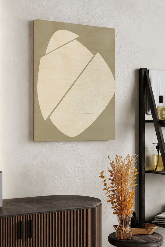 Neutral Wedge I Wood Art Print - Oakavia
