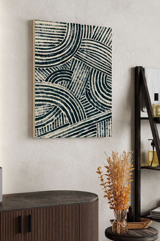 Pattern Maze in Ink I Wood Art Print - Oakavia