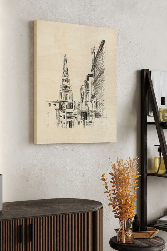 Day Street I Wood Art Print - Oakavia