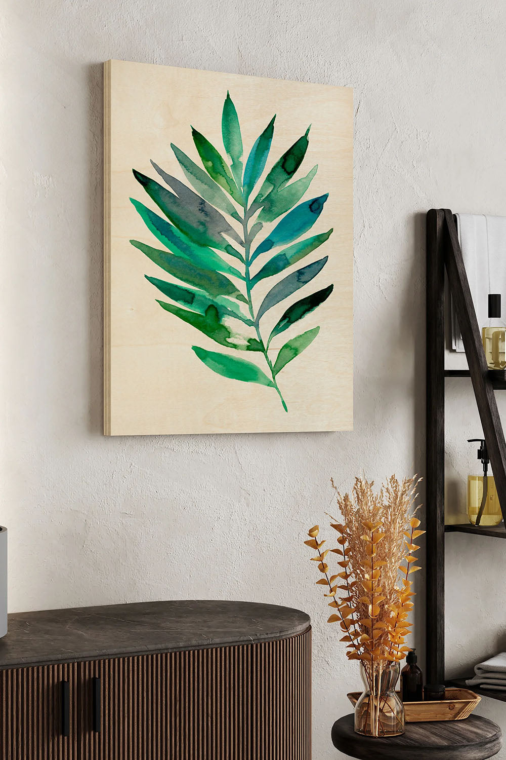 Palm Frond Flow III Wood Art Print - Oakavia