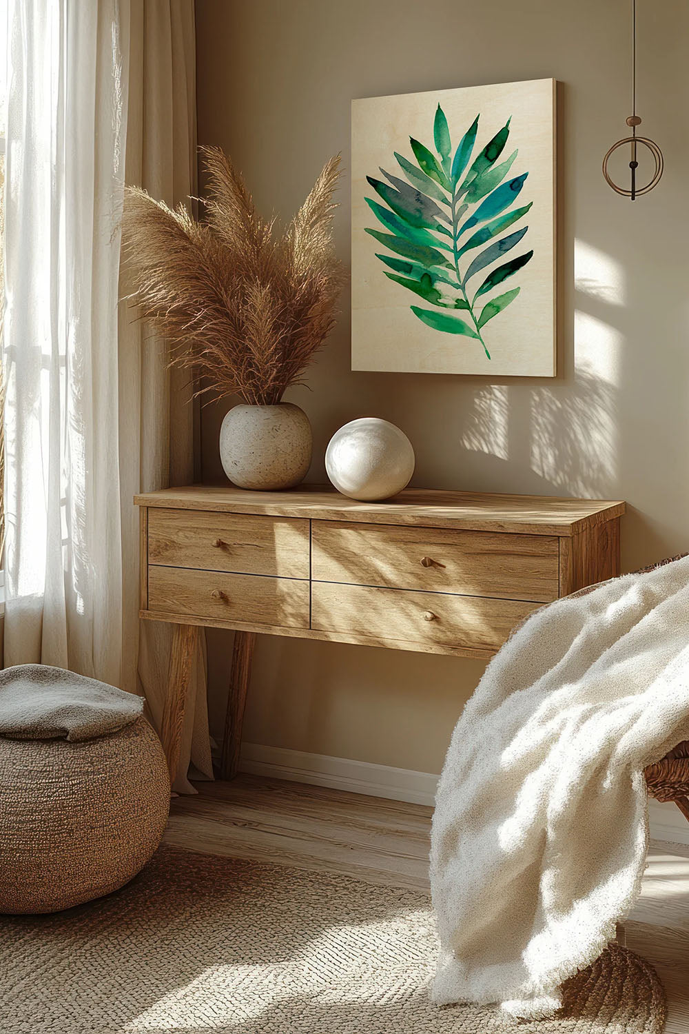 Palm Frond Flow III Wood Art Print - Oakavia