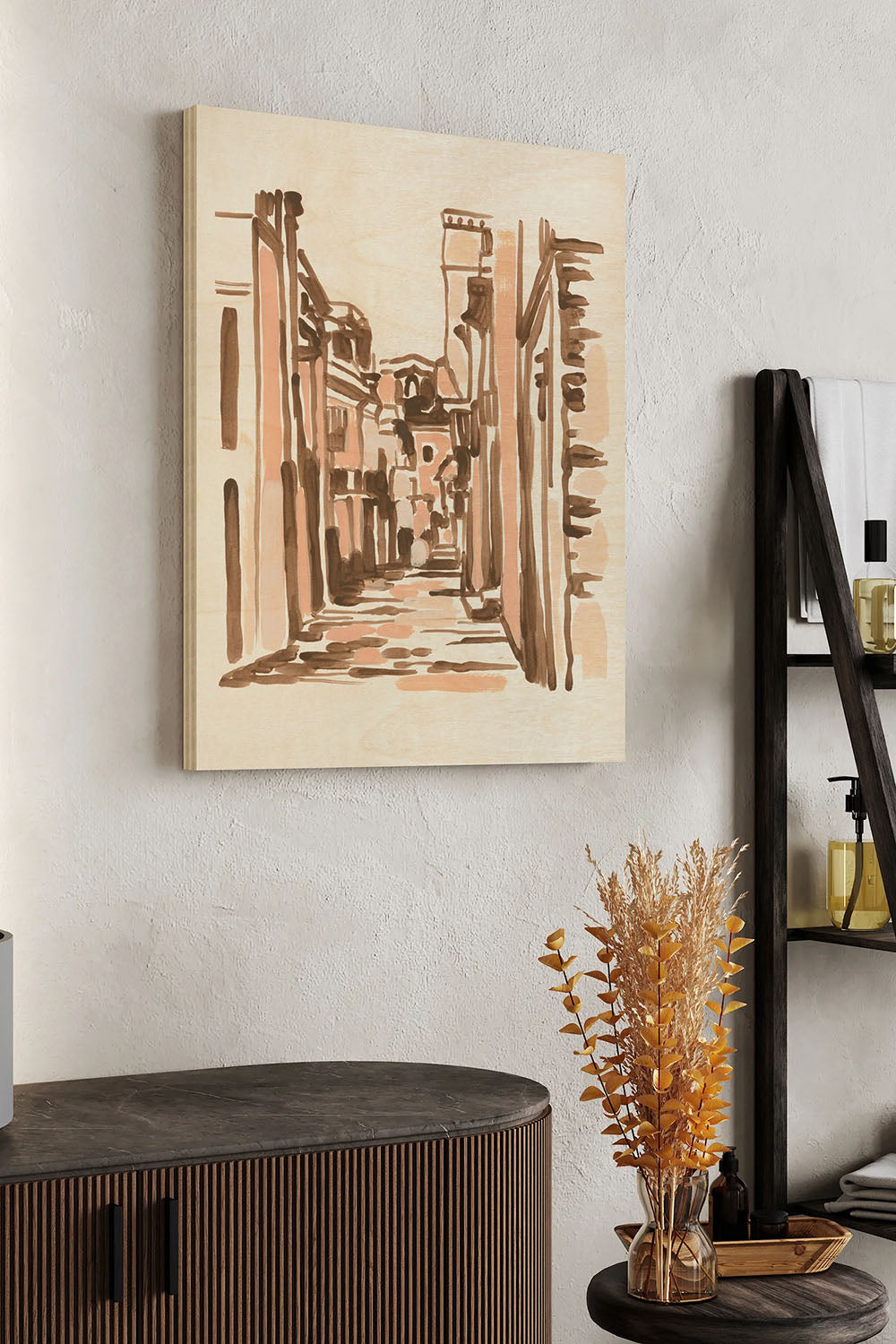 Blush Architecture Study VI Wood Art Print - Oakavia