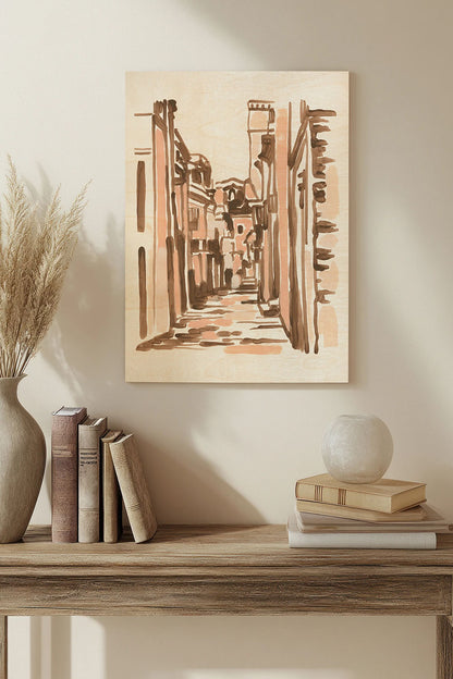 Blush Architecture Study VI Wood Art Print - Oakavia