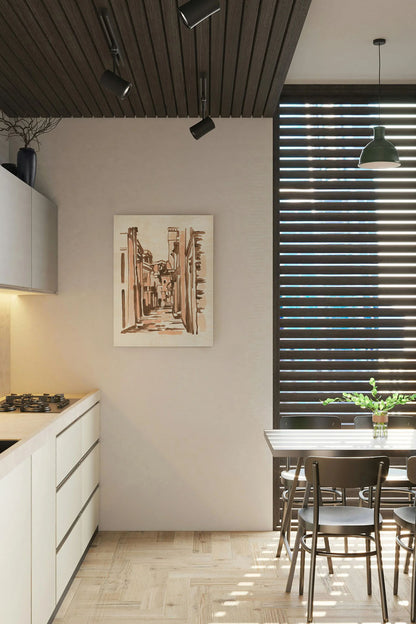 Blush Architecture Study VI Wood Art Print - Oakavia