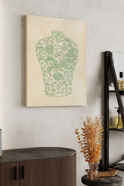 Mint Vases III Wood Art Print - Oakavia